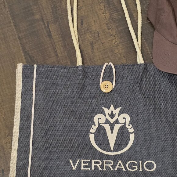 Rare Verragio Jute Tote Bag and Ball Cap Bundle - Brown, Cream, and Orange - Picture 11 of 15